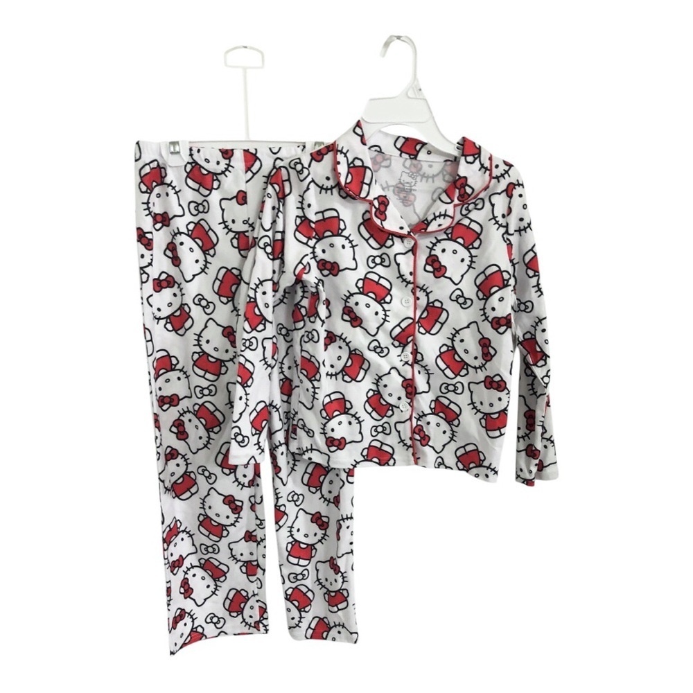 Hello Kitty 2pc Girl's White‎ & Red hello kitty print pajama set size 10 new